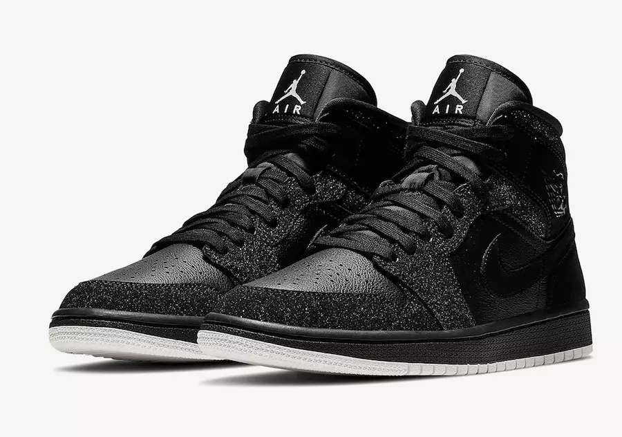 Air Jordan 1 Mid WMNS Glitter Noir Blanc BQ6472-001 Date de sortie