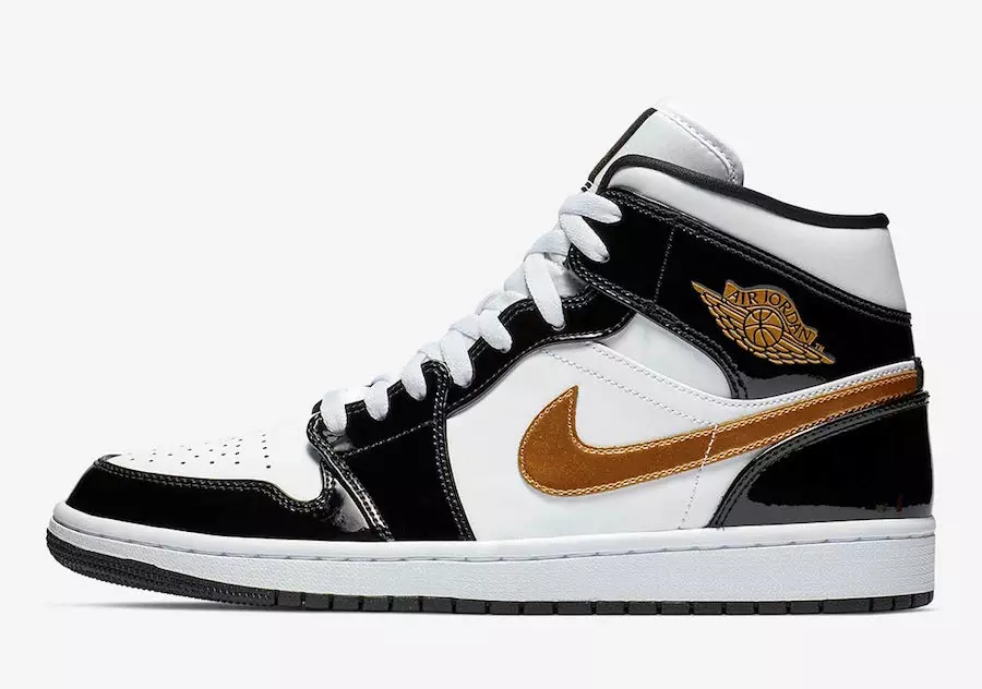 Air Jordan 1 Mid Patent Leather Black Gold 852542-007 Data premiery