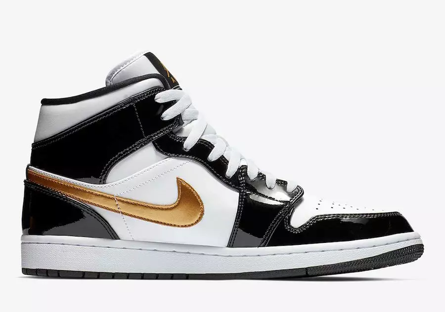 „Air Jordan 1“ vidurinė lakinė oda, juodas auksas 852542-007 Išleidimo data