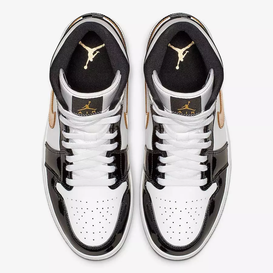 Air Jordan 1 Mid Patent Leather Gold Black 852542-007 Санаи озод