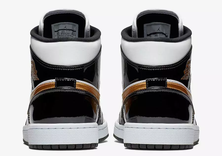 Air Jordan 1 Mid Lakleer Zwart Goud 852542-007 Releasedatum