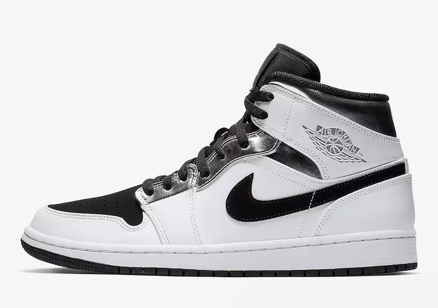 Air Jordan 1 Mid White Silver Black 554724-121