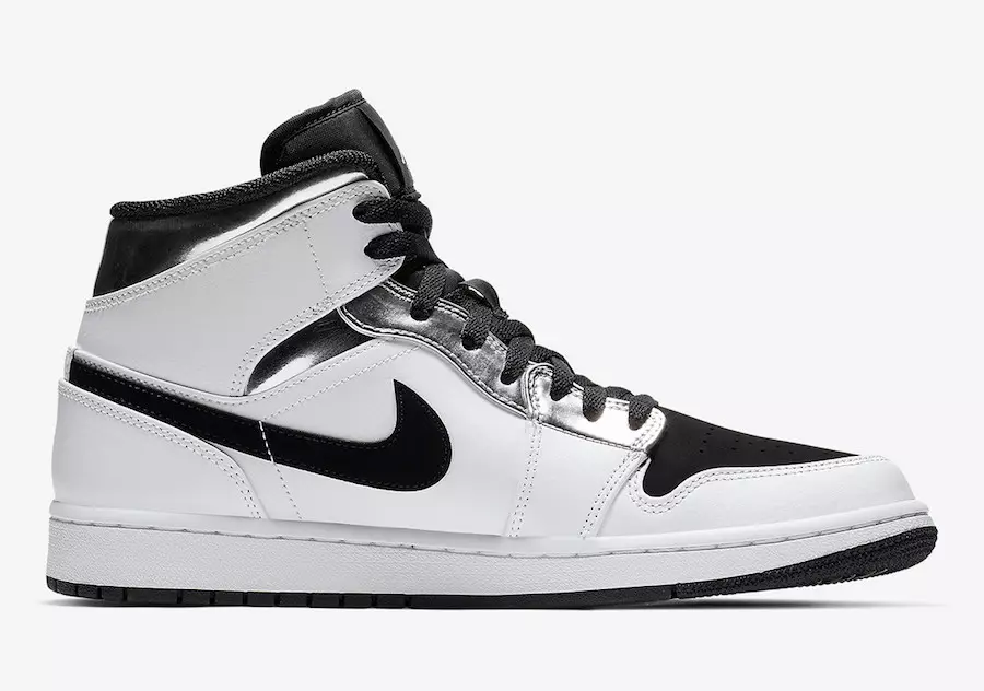 Air Jordan 1 Midden Wit Zilver Zwart 554724-121