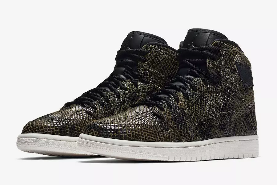 Air Jordan 1 Għoli Premium Snakeskin Żebbuġ Kanvas