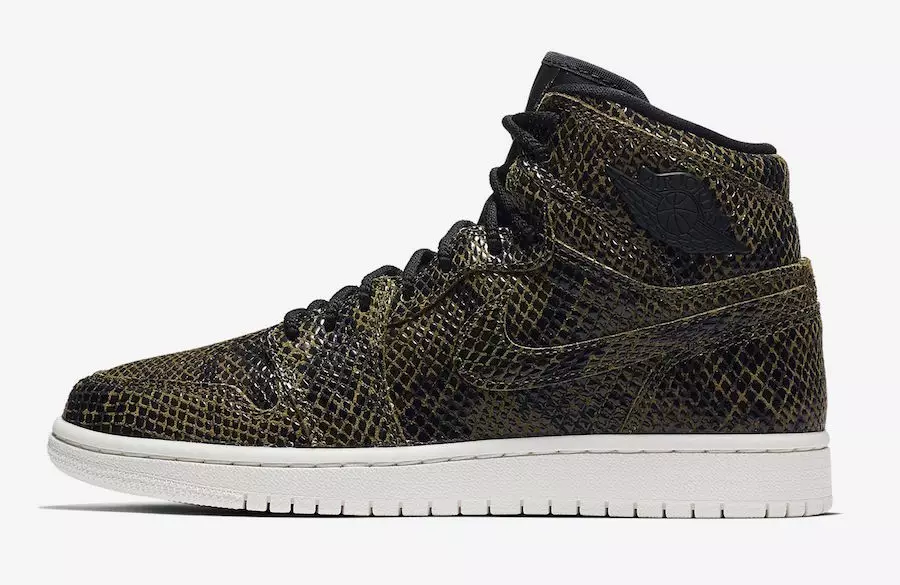 Air Jordan 1 High Premium Piel de serpiente Oliva Lona