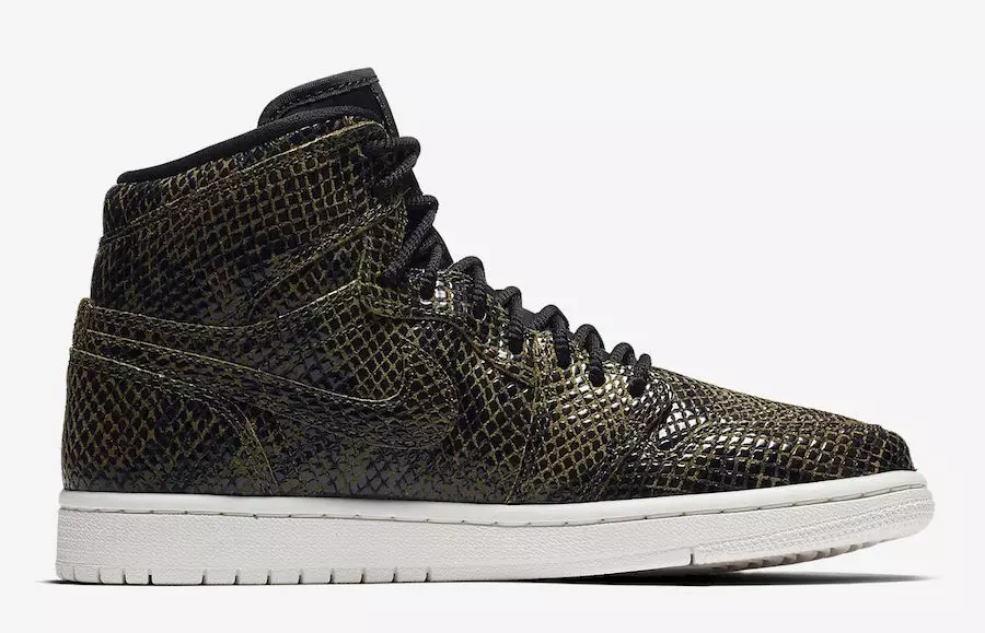 Air Jordan 1 High Premium Piel de serpiente Oliva Lona