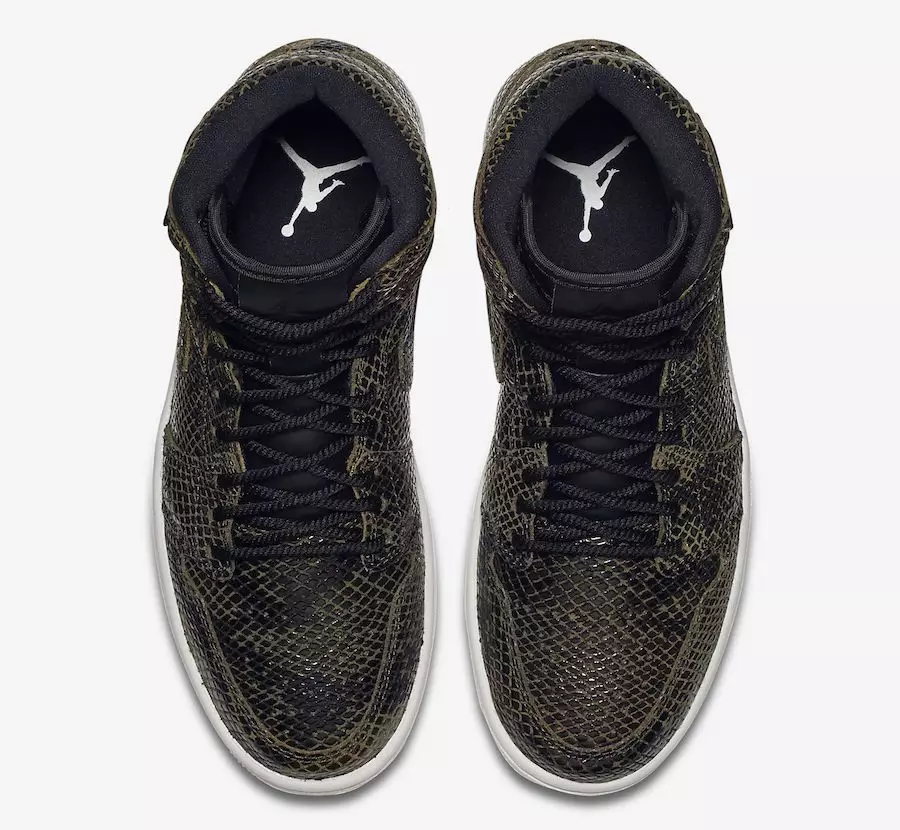 Air Jordan 1 Yüksek Kaliteli Yılan Derisi Zeytin Kanvas