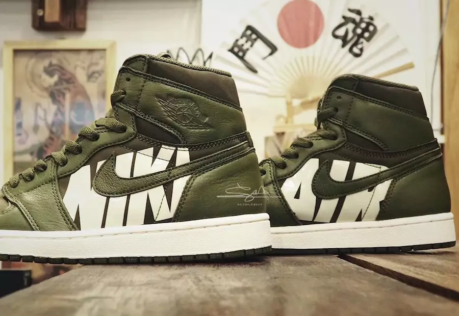 Aer Jordan 1 Nike Swoosh Olive Green