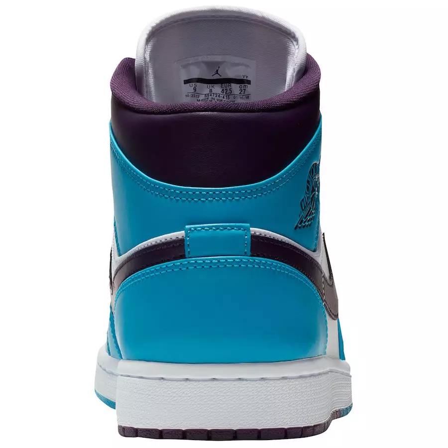 Air Jordan 1 Mid Hornets Bleu Lagon Grand Violet