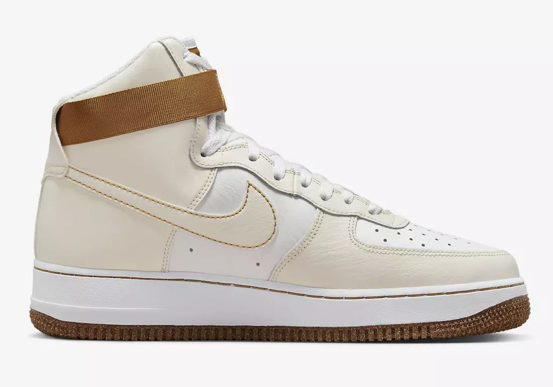 Nike Air Force 1 High Swoosh Phantom Tarafından İncelendi Beyaz Elemental Altın DX4980-001 Çıkış Tarihi