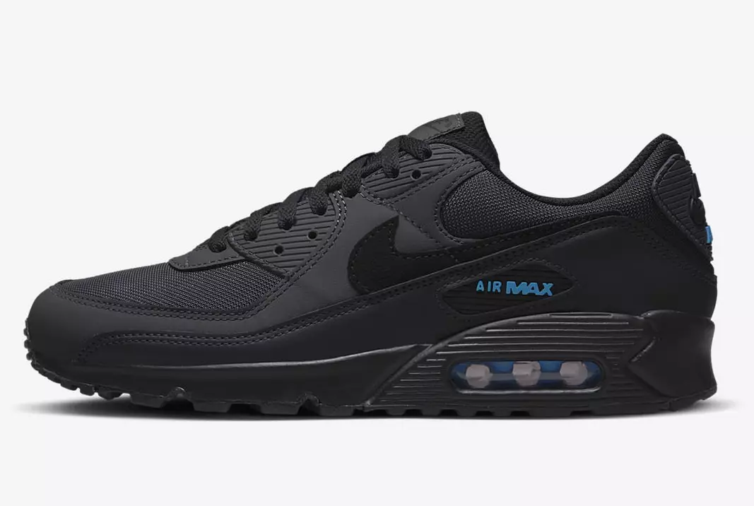 Nike Air Max 90 қара түтін сұр қара лазерлік көк DQ4071-002 Шығарылған күні