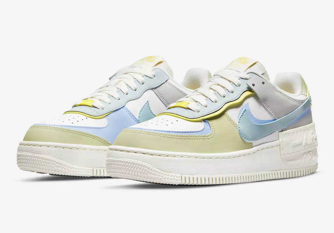 Lentepastels weergegeven op deze Nike Air Force 1 Shadow