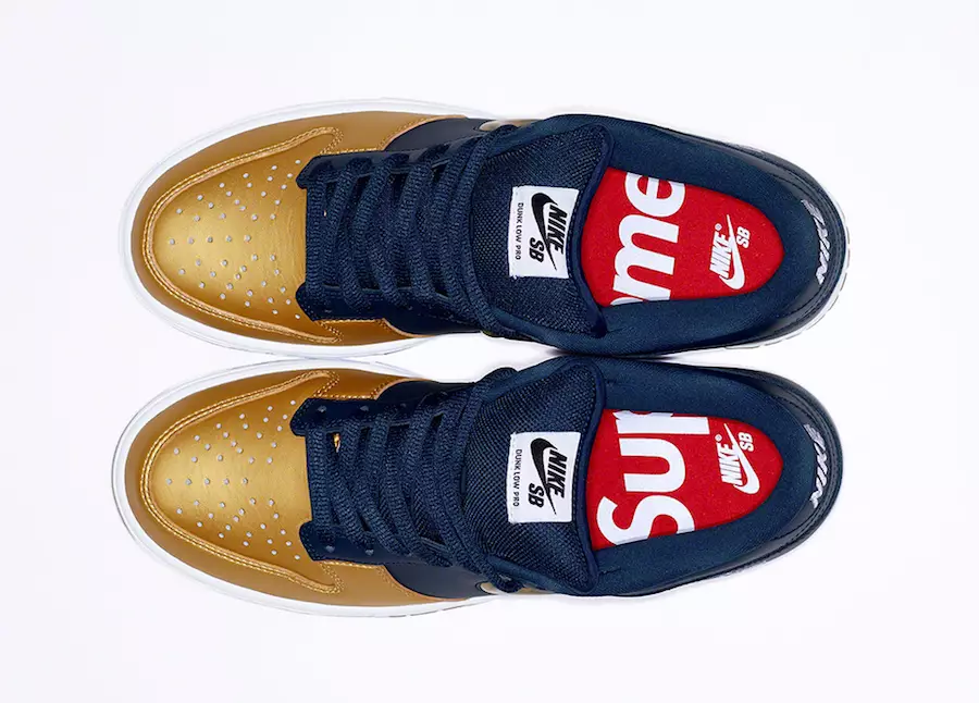 Supreme Nike SB Dunk Low Gold Navy Izlaišanas datums