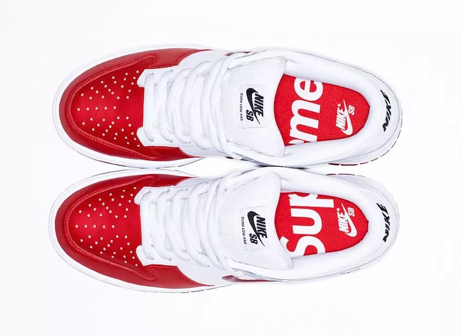 Supreme Nike SB Dunk Low Red White Data de lançamento