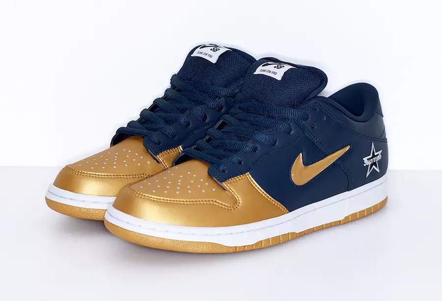 Data de llançament de Supreme Nike SB Dunk Low Gold Navy