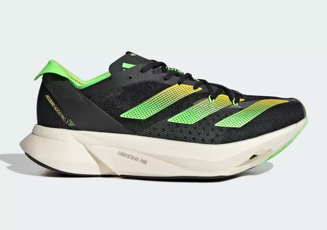 adidas Adizero Adios Pro 3 Teras Pancaran Hitam Kuning Suria Hijau GX6251 Tarikh Tayangan