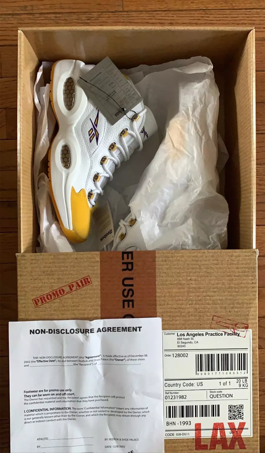 Reebok Question Kobe Yellow Toe PE