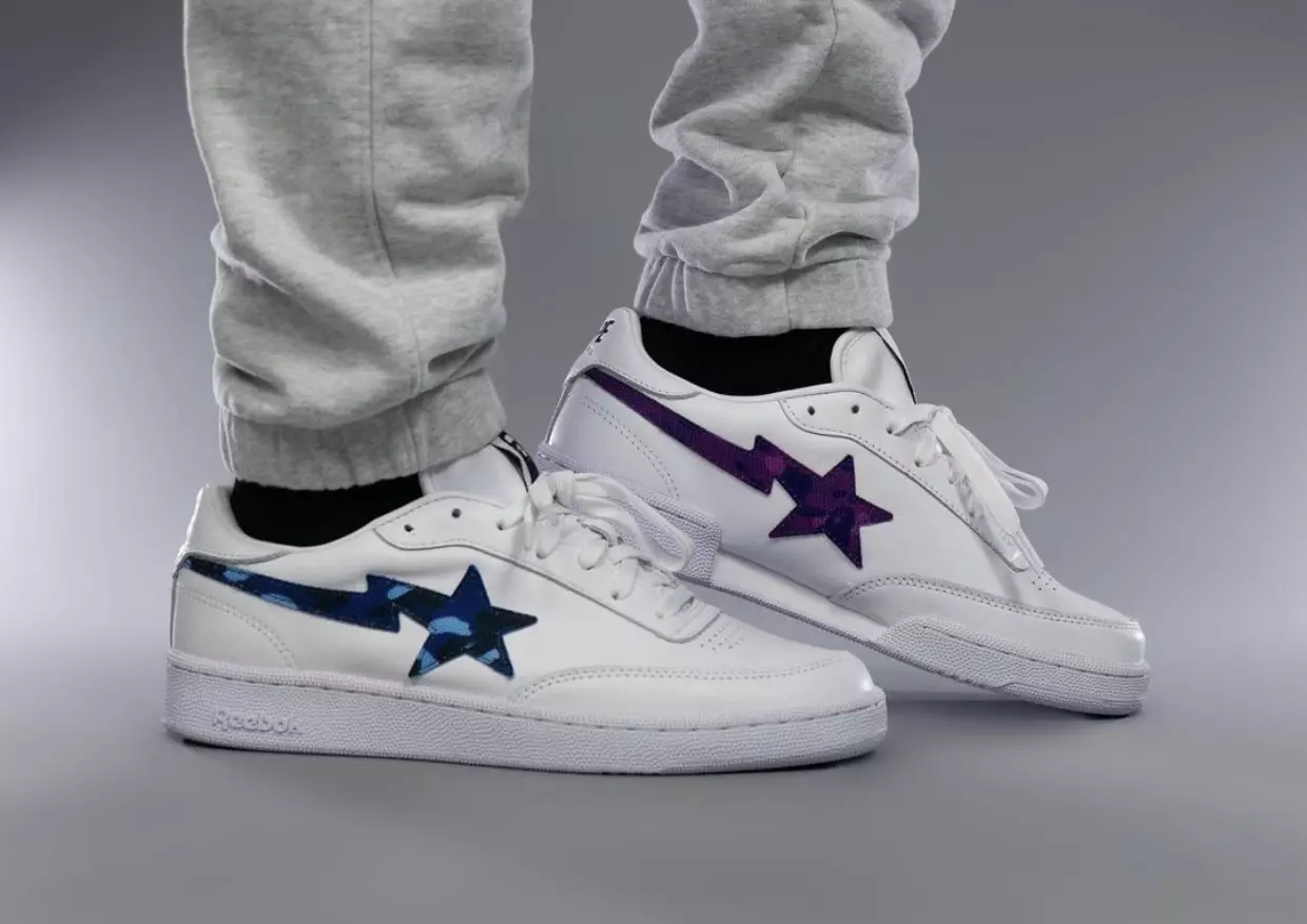 Bape Reebok Club C Bapesta FY3603 Data de lançamento nos pés