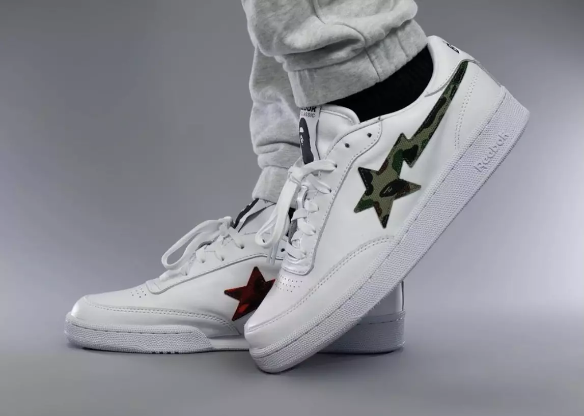 Bape Reebok Club C Bapesta FY3603 Data di rilascio sui piedi