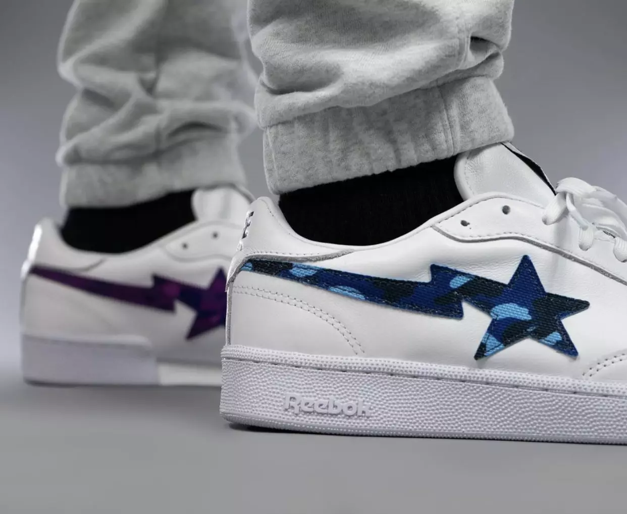 Bape Reebok Club C Bapesta FY3603 Шығарылым күні-Feet