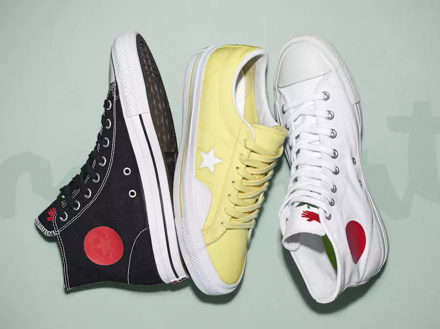 Bailiúchán de chláir scátála seacláide x Converse Cons 2017