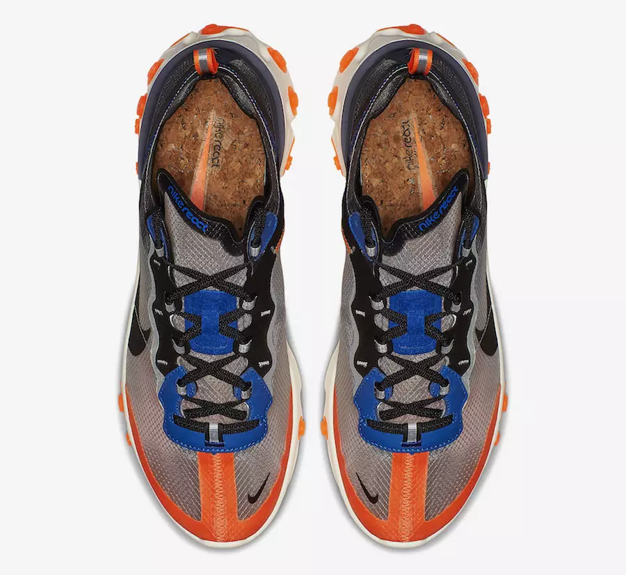 Nike React Element 87 Thunder Blue Total Orange AQ1090-004 väljalaskekuupäev