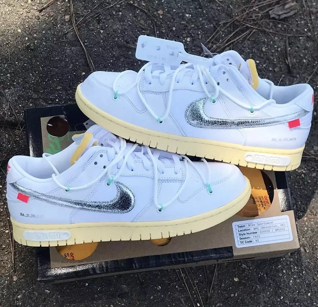 Off-White Nike Dunk Low White Metallic Silver DM1602-127 Datum izdaje