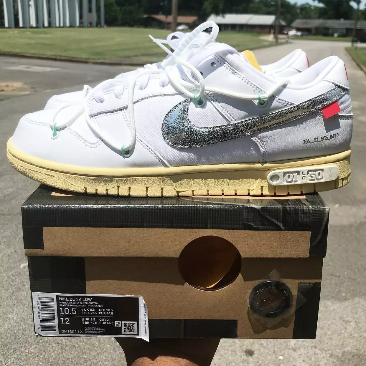 Off-White Nike Dunk Low White Metallic Silver DM1602-127 Utgivelsesdato