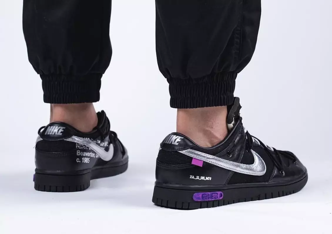 Off-White Nike Dunk 50 of 50 Black Silver Purple On-Feet