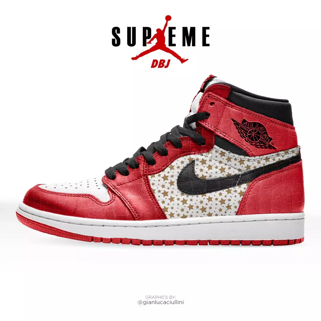 Supreme Air Jordan 1 Varsity Dearg Bréige