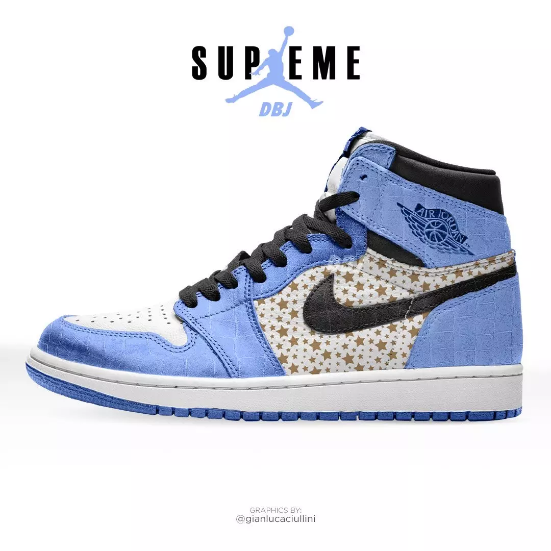 Supreme Air Jordan 1 Chuo Kikuu cha Blue Mock