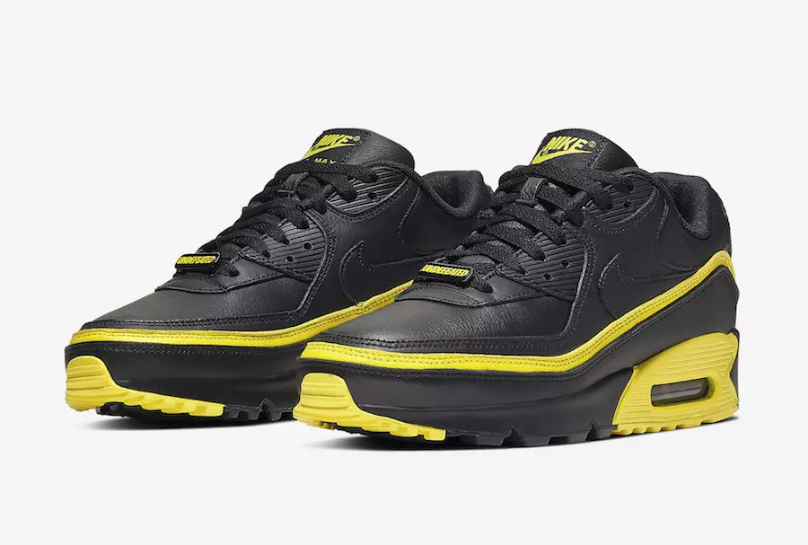 אַנפיטיד Nike Air Max 90 שוואַרץ אָפּטיק געל CJ7197-001 2019 מעלדונג טאָג