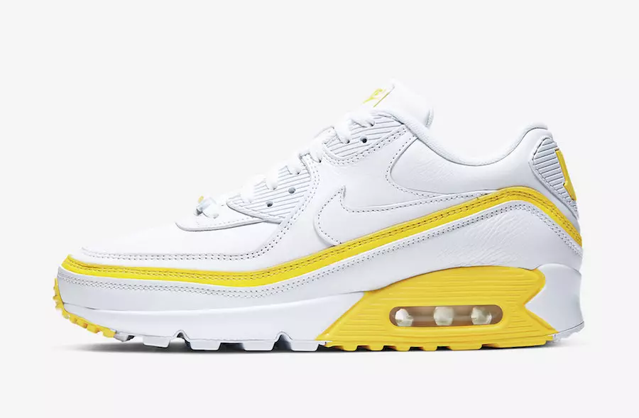 Invaincu Nike Air Max 90 Blanche Optique Jaune CJ7197-101 2019 Date de Sortie