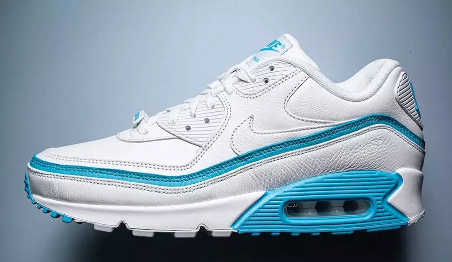 Ósigraður Nike Air Max 90 White Blue Fury CJ7197-102 Útgáfudagur