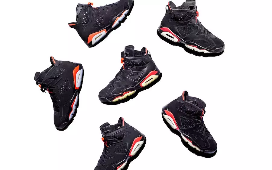 Air Jordan 6 infrasarkano staru salīdzinājums 1991. gada 2000. gada 2010. gada 2014. gada 2019. gada