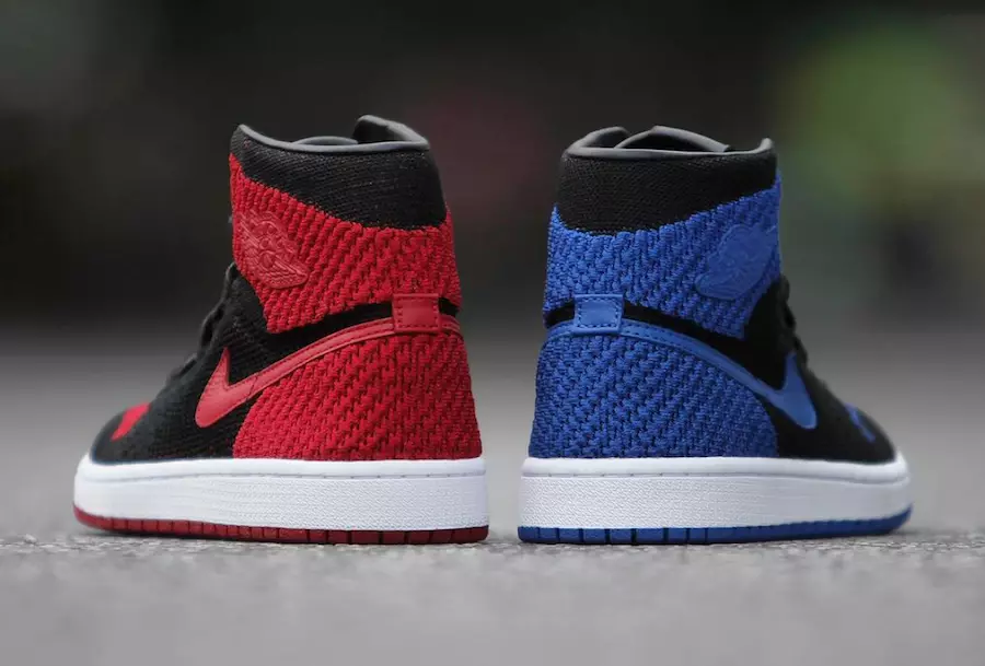 Flyknit Air Jordan 1 Royal vs Bred တားမြစ်ထားသည်။