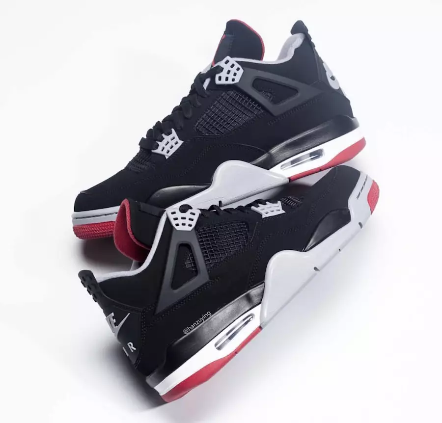 Air Jordan 4 ברעד שוואַרץ צעמענט 2019 308497-060 מעלדונג טאָג