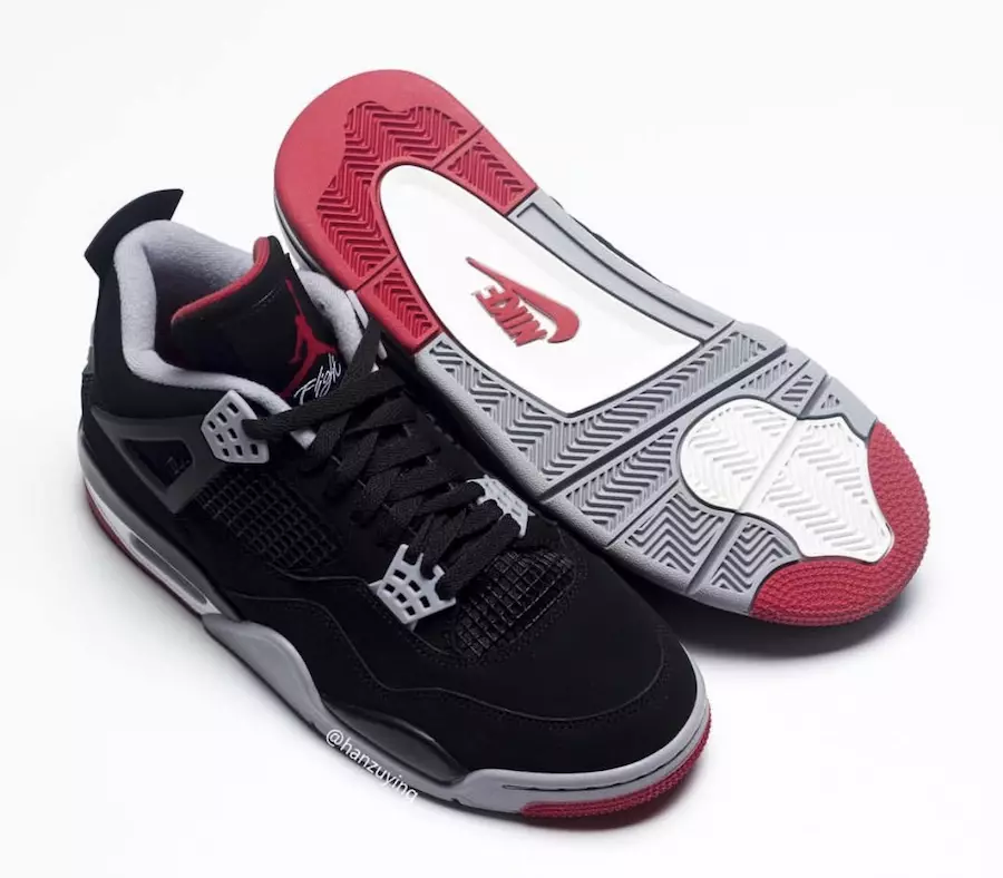 Air Jordan 4 ברעד שוואַרץ צעמענט 2019 308497-060 מעלדונג טאָג