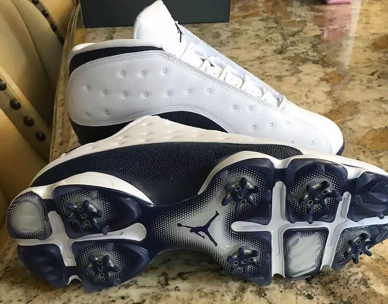 Nizki čevlji za golf Air Jordan 13, beli, modri podplat