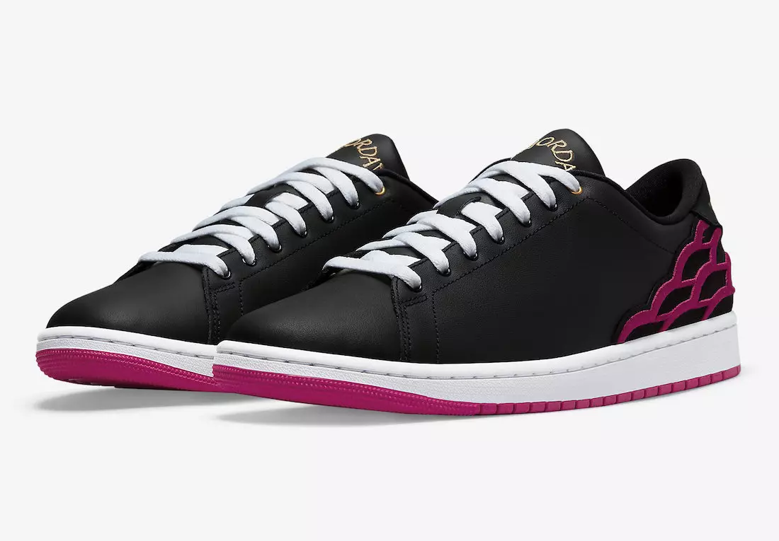 Superficie del campo centrale di Air Jordan 1 in nero e rosa