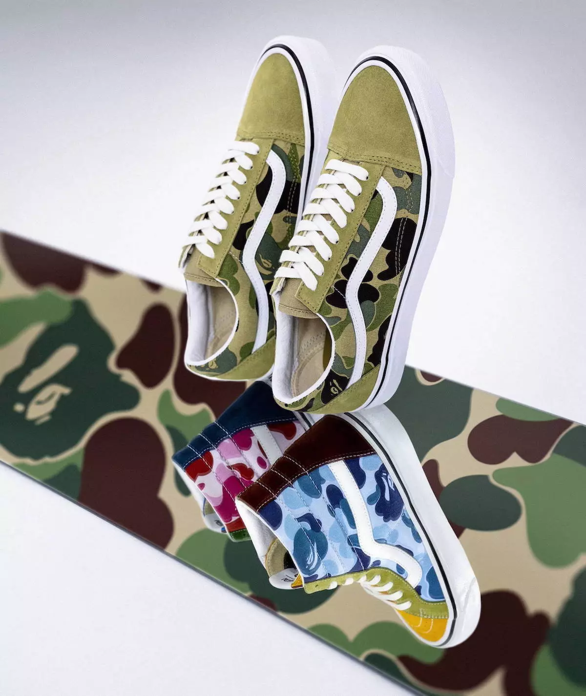 Bape x Vans Sk8-Hi Old Skool Camo Datum izdavanja 2022