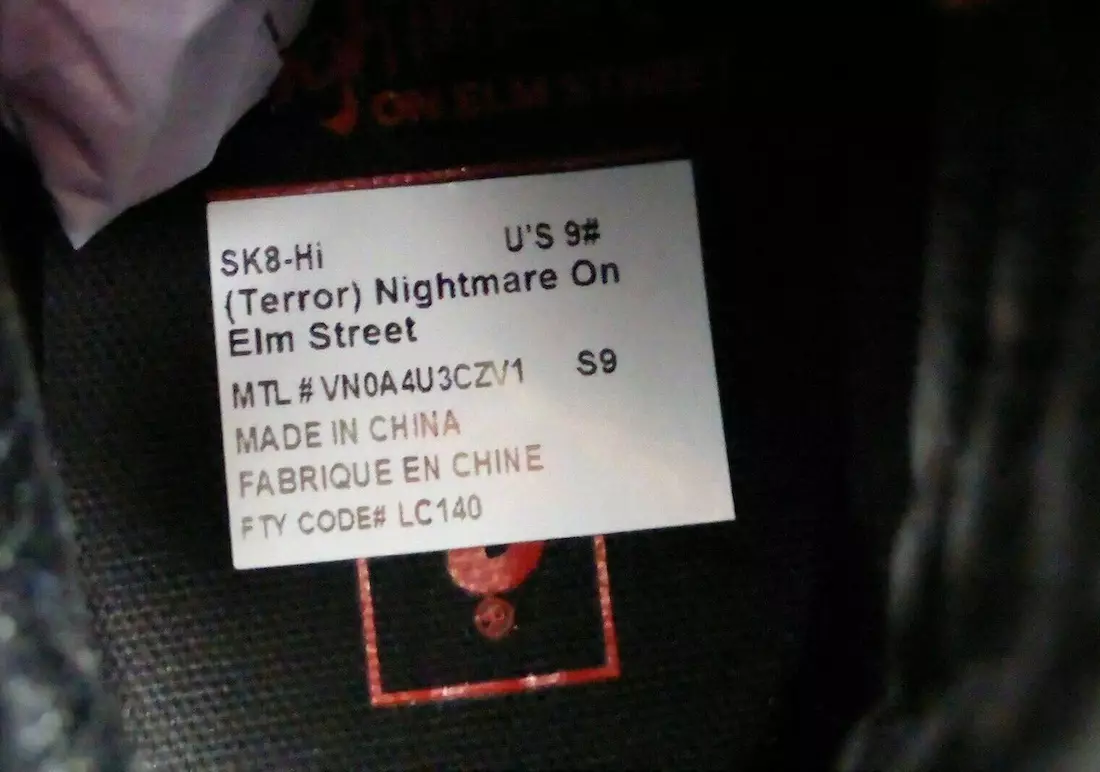A Nightmare on Elm Street Vans Sk8-Hi Freddy Krueger Датум на објавување
